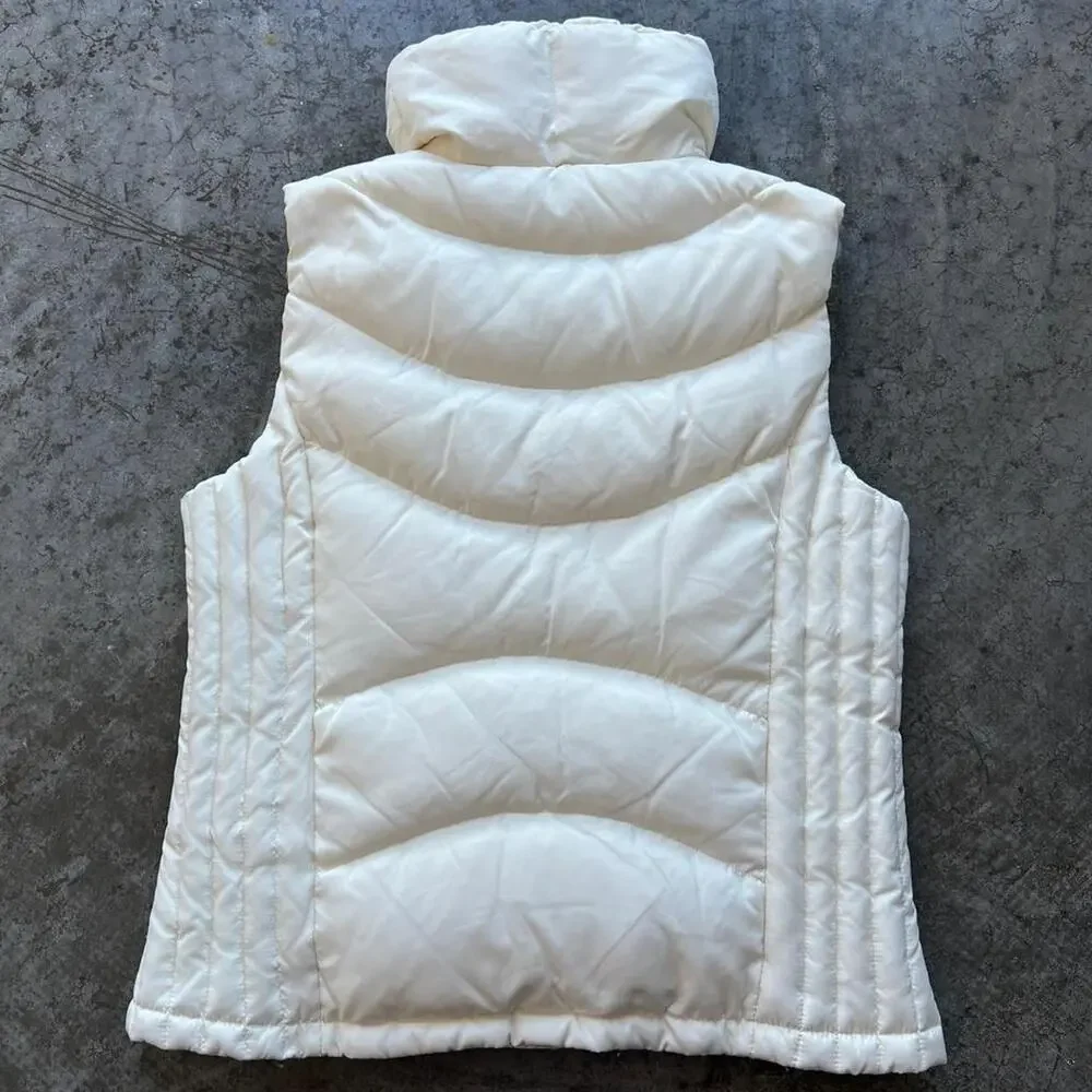 Kenneth Cole Reaction Down Puffer Vest Women’s Medium Ivory Quilted Zip Pokets